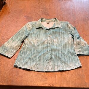 Christopher & Banks Green and White Blouse